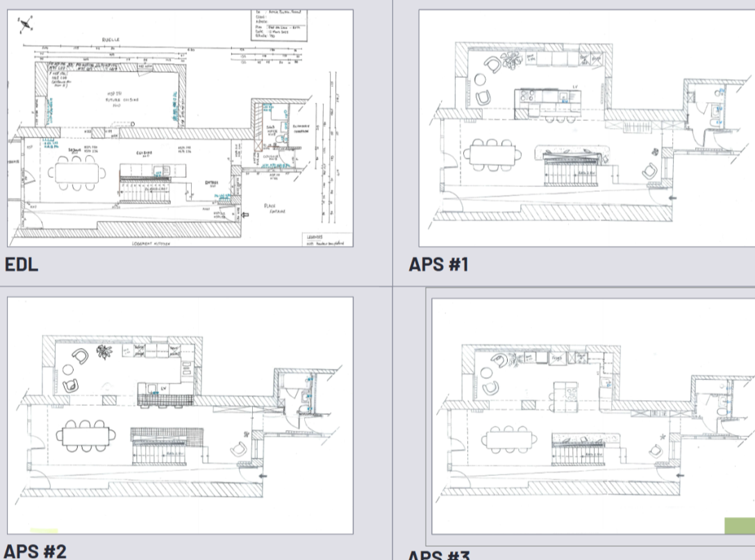 Illustration de 3 proposition de plans d'Avant Projet Sommaires