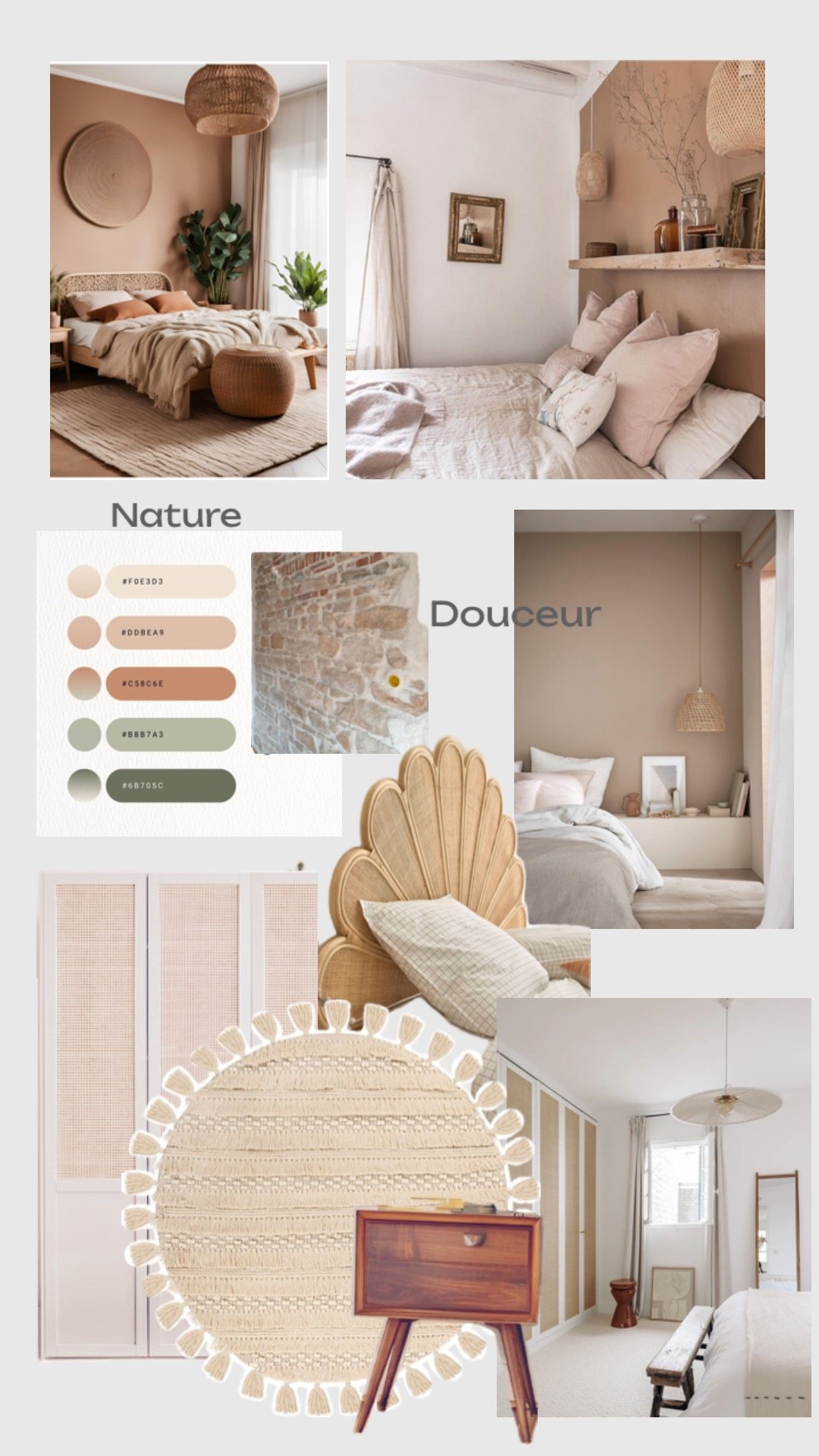 Mood board illustrant les Services de visite conseil pour une achat immobilier et pour Visite conseil en Aménagement et décoration